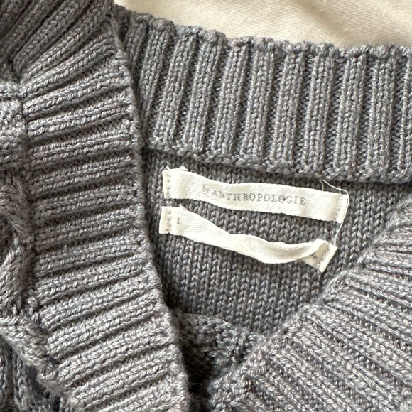 ANTHROPOLOGIE GRAY CABLE KNIT TANK TOP Cropped Length Slim Fit Size-Large - Picture 5 of 9